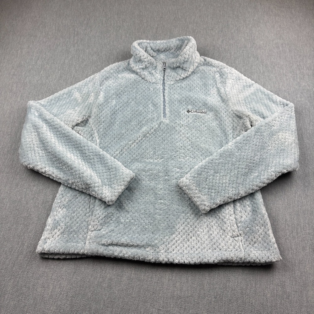 Columbia Pullover Womens XL Gray Fire Side II Sherpa Pile 1/4-Zip Fleece Mock